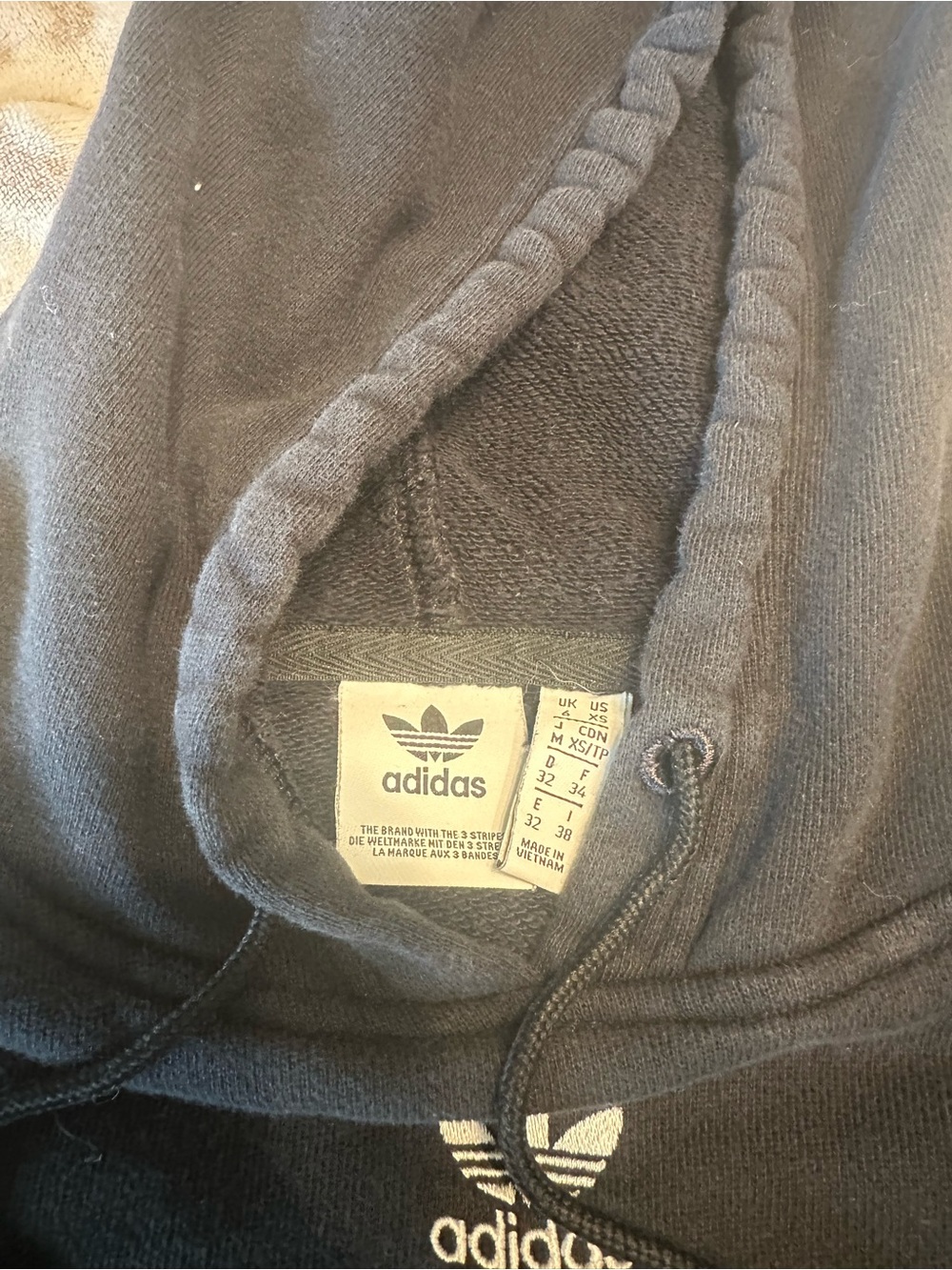 Girls adidas Black Hoodie with White Trefoil Logo - Picture 2 of 2
